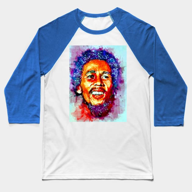 Watercolor Marley Face Baseball T-Shirt by danieljanda